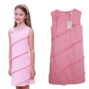David Charles London Black Label Pink Diagonal Ruffle Shift Dress NWT Sz 12 Yrs